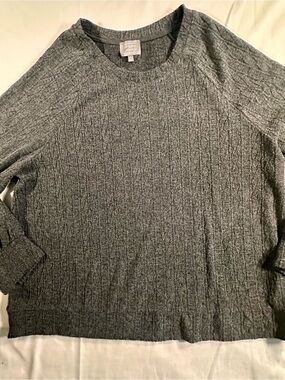 Men's Grey Cable-Stitch Crewneck Sweater casual goth Y2K soft